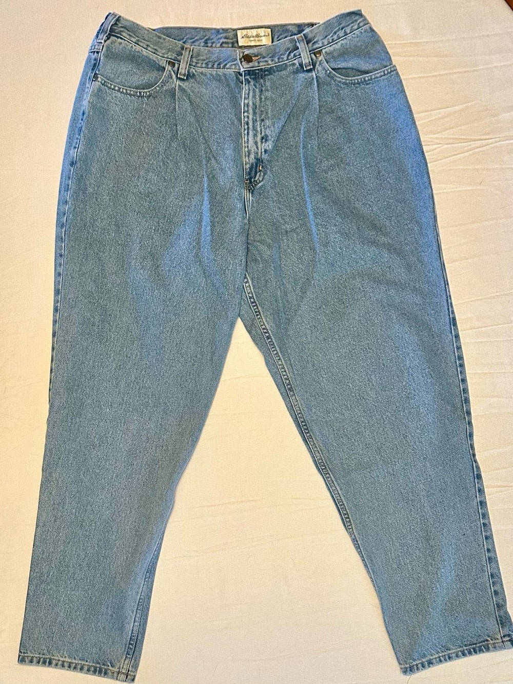 Vintage Eddie Bauer High Waist Mom Jeans Light Wash Elastic Back 18W